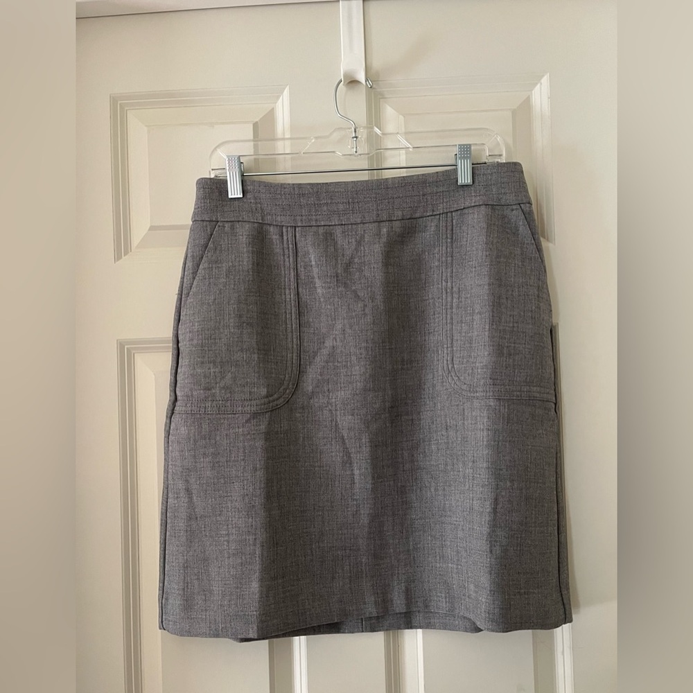 Women’s LOFT Slate Heather Pocket Shift Skirt 8 lined business casual modern